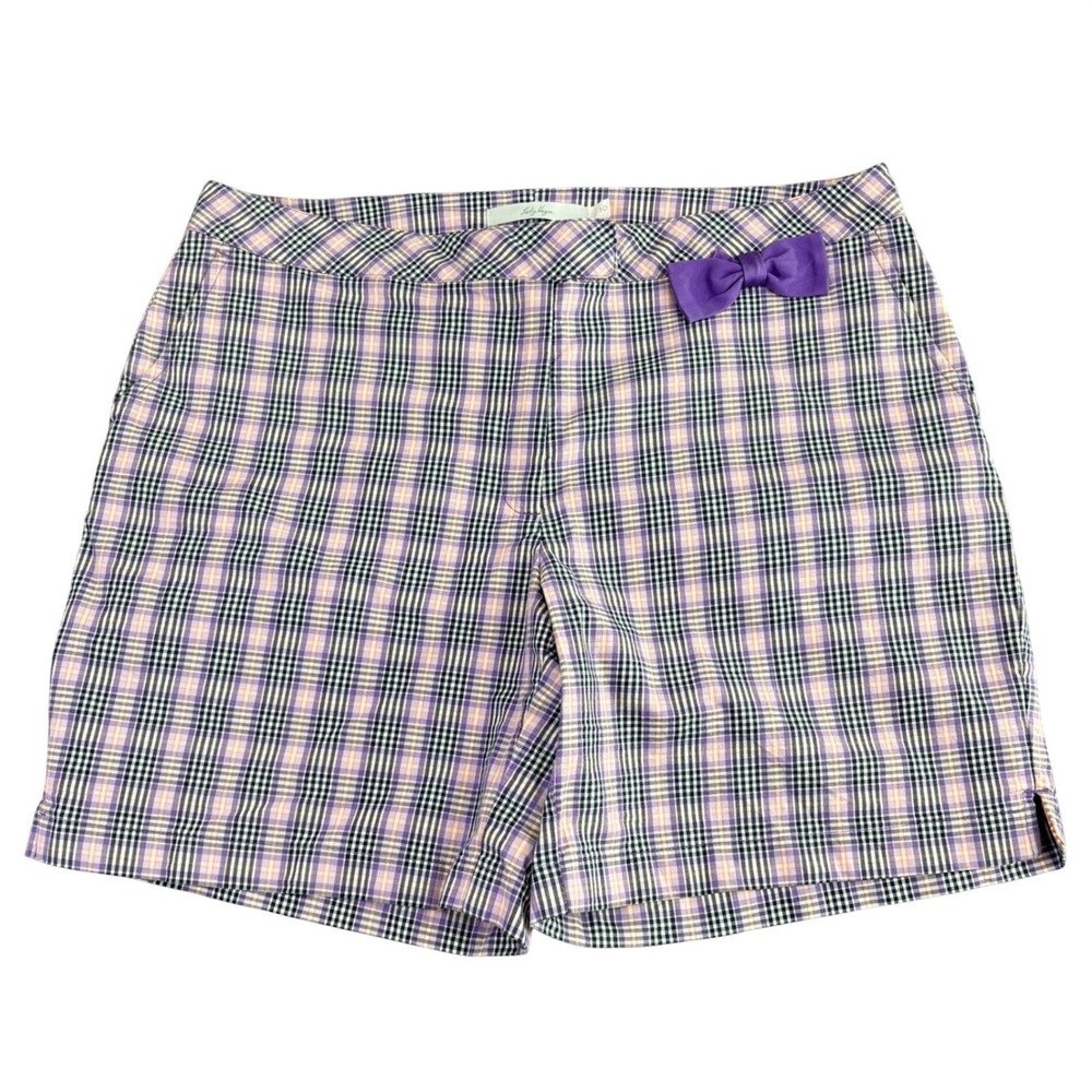Lady Hagen Womens 10 Purple Plaid Golf Shorts Bow Detail Preppy Golfcore